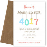 Couples 11th Anniversary Card - Hanging Design