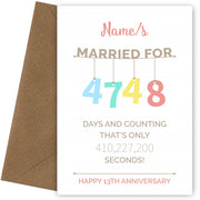 Couples 13th Anniversary Card - Hanging Design