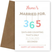 Couples 1st Anniversary Card - Hanging Design