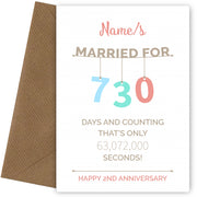 Couples 2nd Anniversary Card - Hanging Design