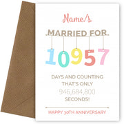 Couples 30th Anniversary Card - Hanging Design
