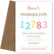 Couples 35th Anniversary Card - Hanging Design