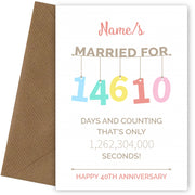 Couples 40th Wedding Anniversary Card - Hanging Design