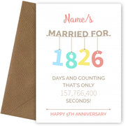Couples 5th Anniversary Card - Hanging Design