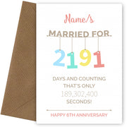 Couples 6th Anniversary Card - Hanging Design