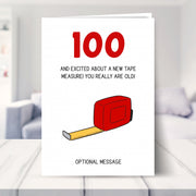 funny 100th birthday card shown in a living room
