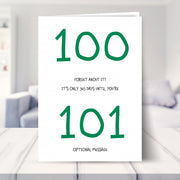 funny 100th birthday card shown in a living room