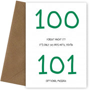 Happy 100th Birthday Card - Forget about it!