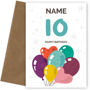 Happy 10th Birthday Card - Fun Balloons Design