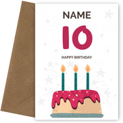 Happy 10th Birthday Card - Fun Birthday Cake Design