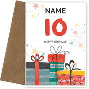 Happy 10th Birthday Card - Fun Presents Design