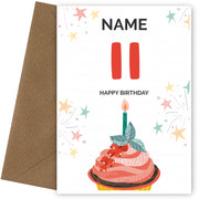 Happy 11th Birthday Card - Fun Cupcake Design
