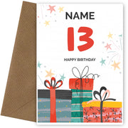 Happy 13th Birthday Card - Fun Presents Design