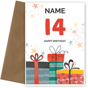 Happy 14th Birthday Card - Fun Presents Design