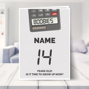 happy 14th birthday card shown in a living room
