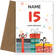Happy 15th Birthday Card - Fun Presents Design