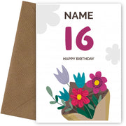 Happy 16th Birthday Card - Bouquet of Flowers