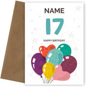 Happy 17th Birthday Card - Fun Balloons Design