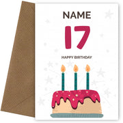 Happy 17th Birthday Card - Fun Birthday Cake Design