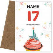 Happy 17th Birthday Card - Fun Cupcake Design
