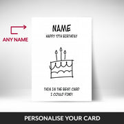 What can be personalised on this 17th birthday card for him