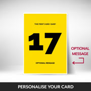 What can be personalised on this 17th birthday card for him