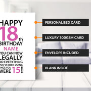 Main features of this personalised cards for 18 year old