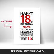 What can be personalised on this personalised 18th birthday cards