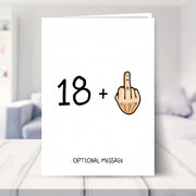 funny 19th birthday card shown in a living room