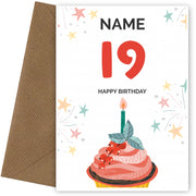 Happy 19th Birthday Card - Fun Cupcake Design