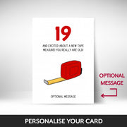 What can be personalised on this 19th birthday card for him