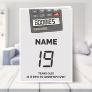 happy 19th birthday card shown in a living room