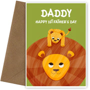 Happy 1st Father's Day Card for New Dad or Husband - Cute Father and Baby Card