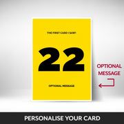 What can be personalised on this 22nd birthday card for him