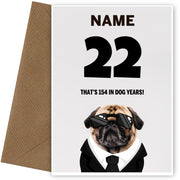 Happy 22nd Birthday Card - 22 is 154 in Dog Years!