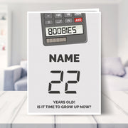 happy 22nd birthday card shown in a living room