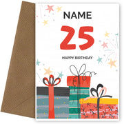Happy 25th Birthday Card - Fun Presents Design