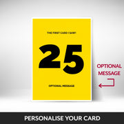 What can be personalised on this 25th birthday card for him