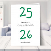 funny 25th birthday card shown in a living room