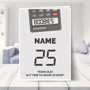 happy 25th birthday card shown in a living room