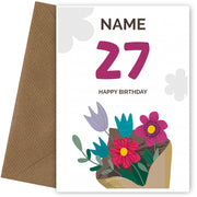Happy 27th Birthday Card - Bouquet of Flowers
