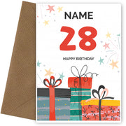 Happy 28th Birthday Card - Fun Presents Design