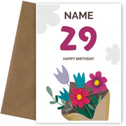Happy 29th Birthday Card - Bouquet of Flowers