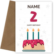 Happy 2nd Birthday Card - Fun Birthday Cake Design
