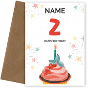 Happy 2nd Birthday Card - Fun Cupcake Design