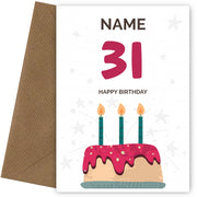 Happy 31st Birthday Card - Fun Birthday Cake Design