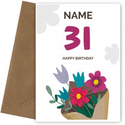 Happy 31st Birthday Card - Bouquet of Flowers