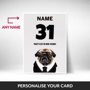 What can be personalised on this 31st birthday card for him