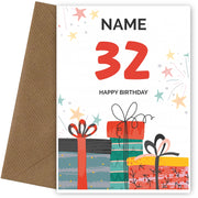 Happy 32nd Birthday Card - Fun Presents Design