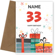 Happy 33rd Birthday Card - Fun Presents Design